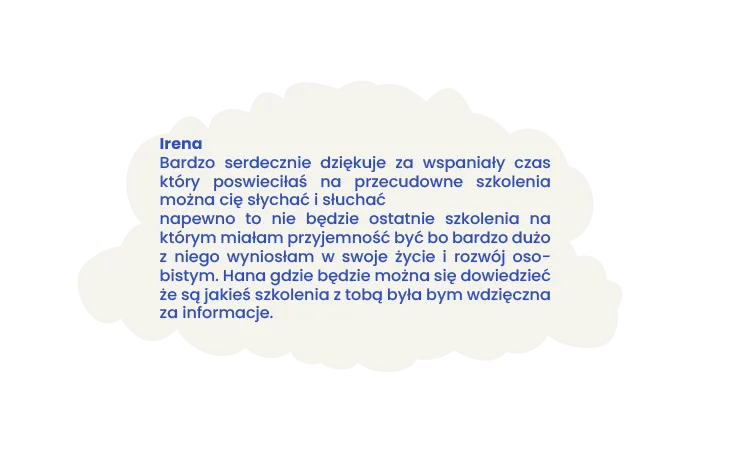 Opinia Ireny o szkoleniu Moc Wyobraźni – „Bóg przebrany za Ciebie” wg Neville’a Goddarda